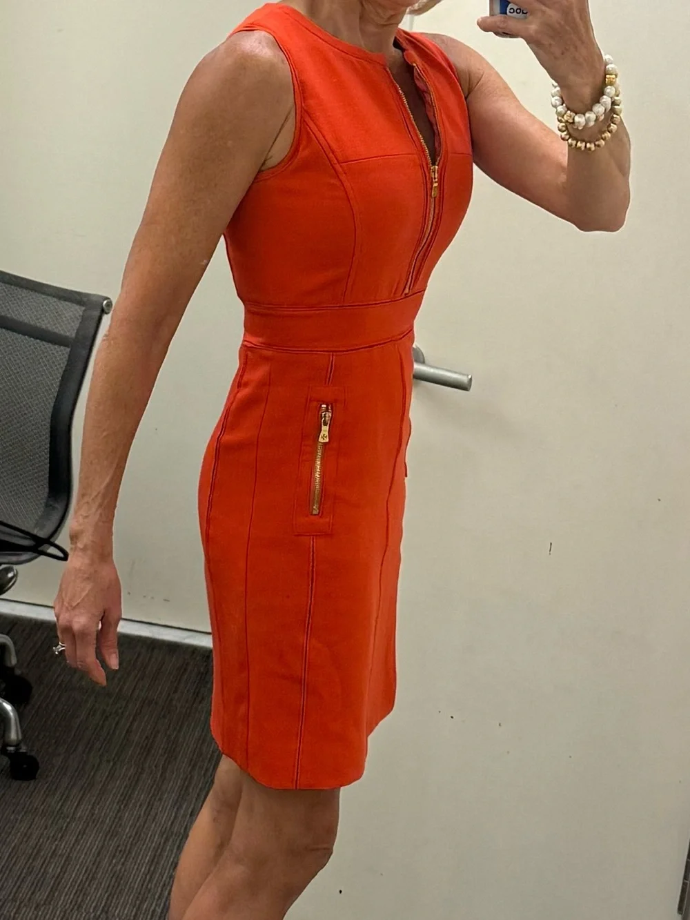 Tory Burch Mariel Orange Logo Midi Dress